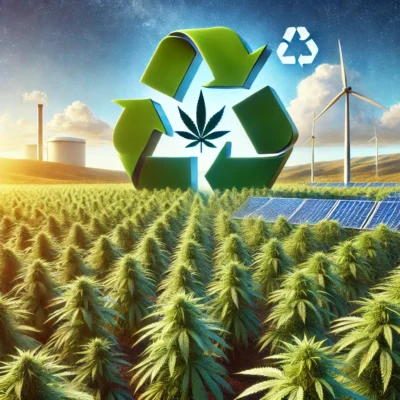 Un campo di canapa verde e rigoglioso sotto il sole, simbolo di sostenibilità ed eco-compatibilità."