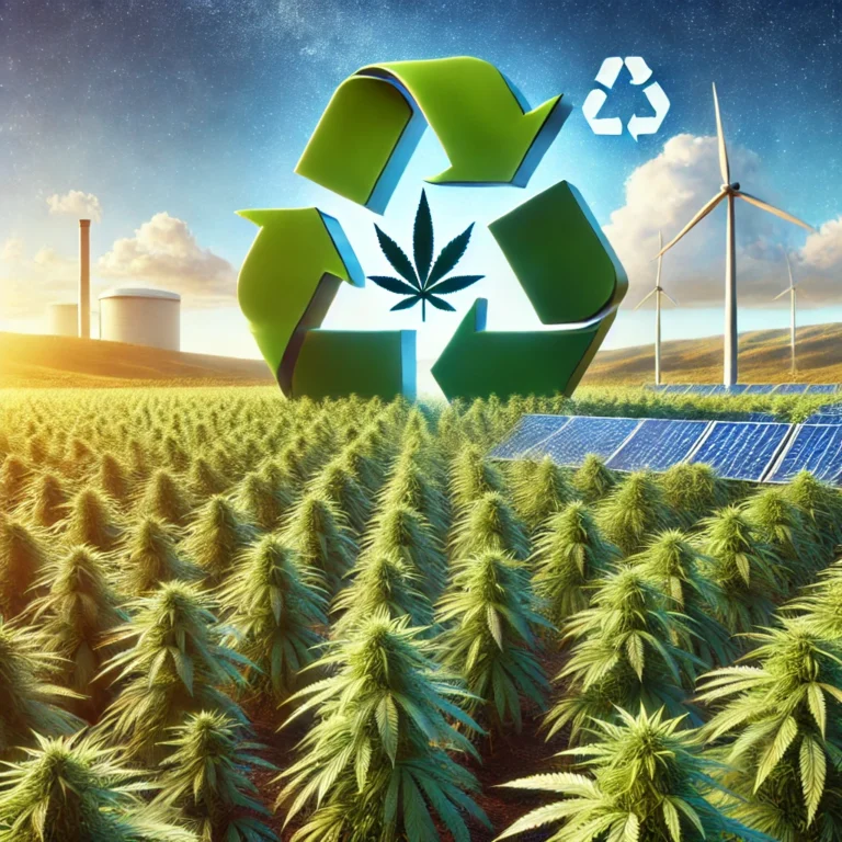 Un campo di canapa verde e rigoglioso sotto il sole, simbolo di sostenibilità ed eco-compatibilità."
